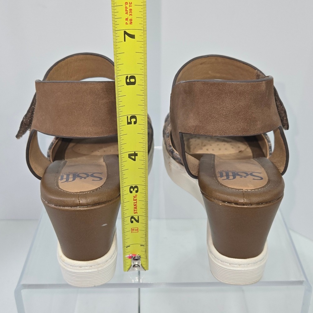 Sofft Womens Brown Leopard Print Leather Wedge Sandals SF0046806 Size 8M Boho - Picture 3 of 11